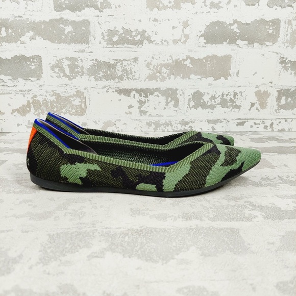 NEW Rothy’s The Point Olive Camo Slip On Ballet Flat Shoes E879 - Picture 3 of 9